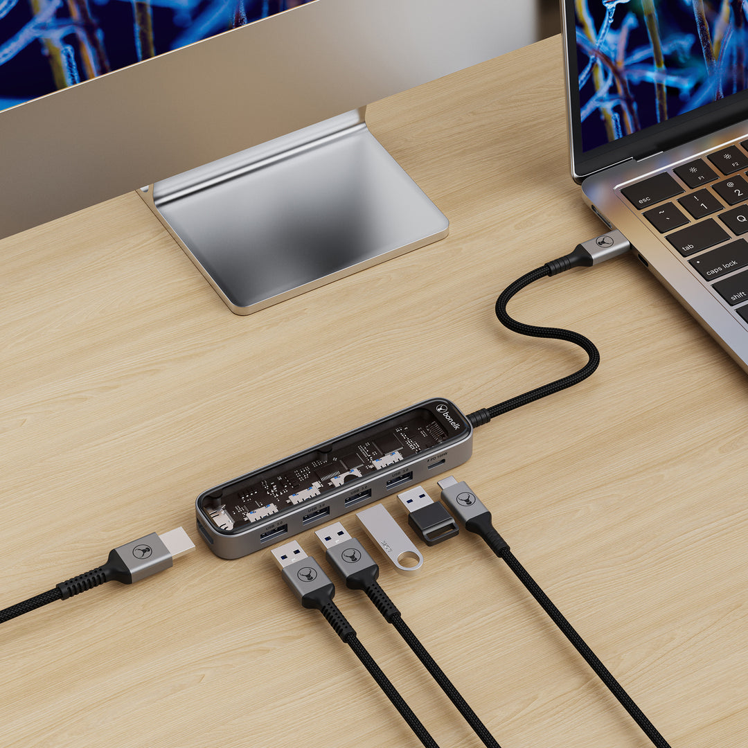 Bonelk Vision Long-Life USB-C to 6in1 Multiport Hub (inc SD) -  Clear