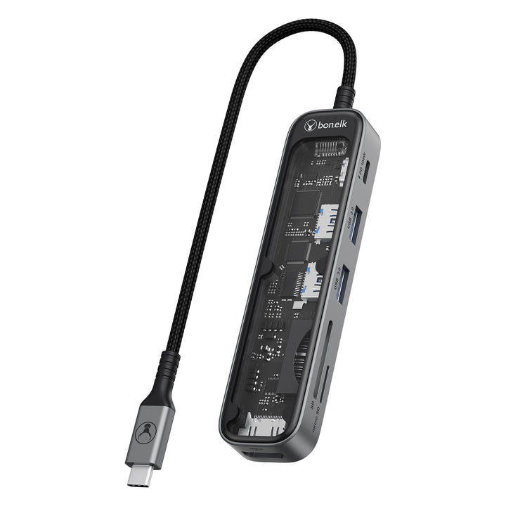 Bonelk Vision Long-Life USB-C to 8in1 Multiport Hub -  Clear