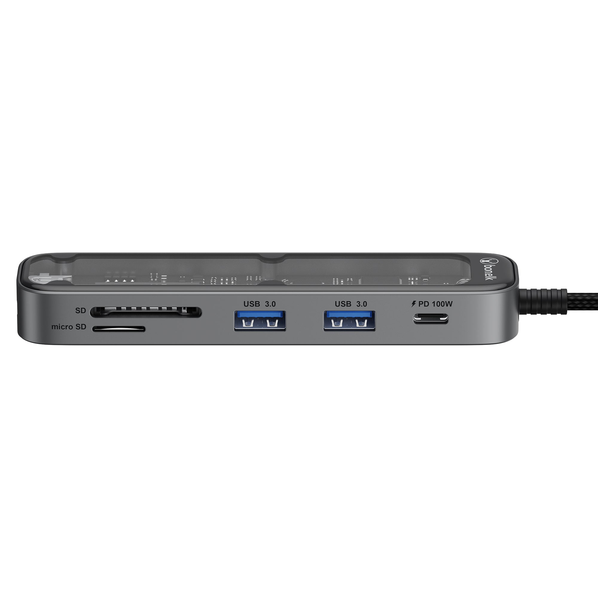 Bonelk Vision Long-Life USB-C to 6in1 Multiport Hub (inc SD) -  Clear