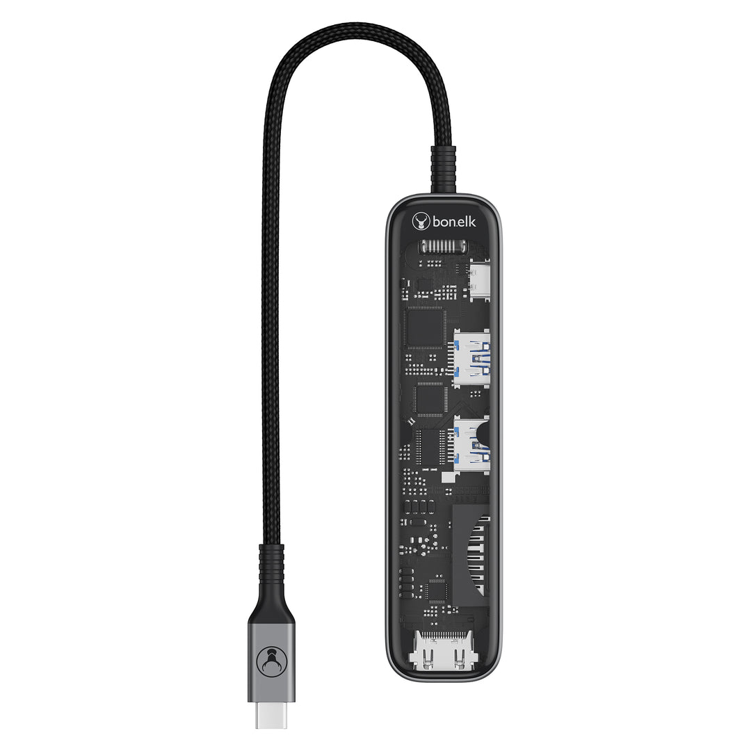 Bonelk Vision Long-Life USB-C to 8in1 Multiport Hub -  Clear