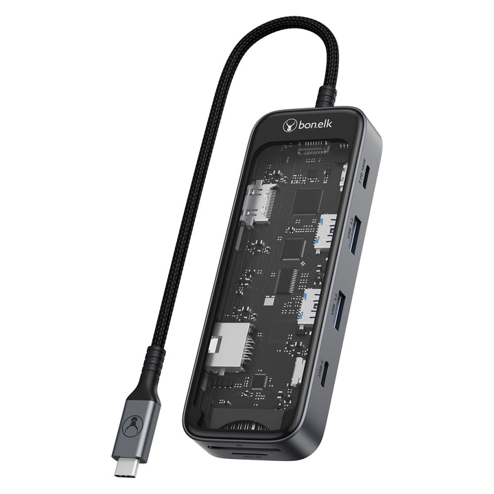 Bonelk Vision Long-Life USB-C to 6in1 Multiport Hub -  Clear