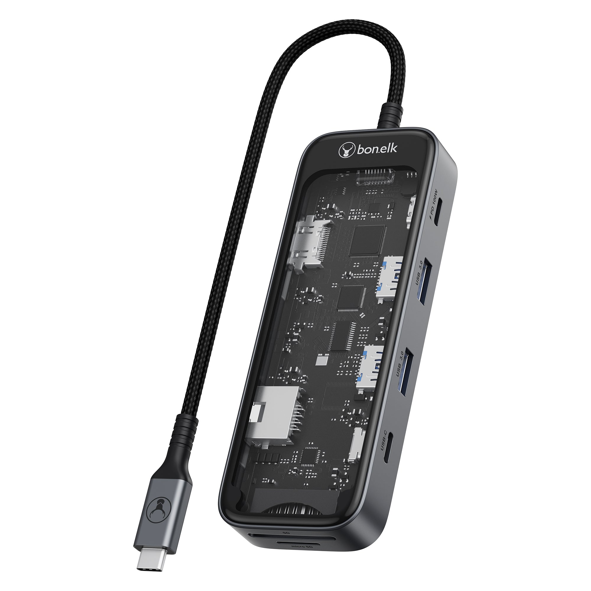 Bonelk Vision Long-Life USB-C to 8in1 Multiport Hub -  Clear