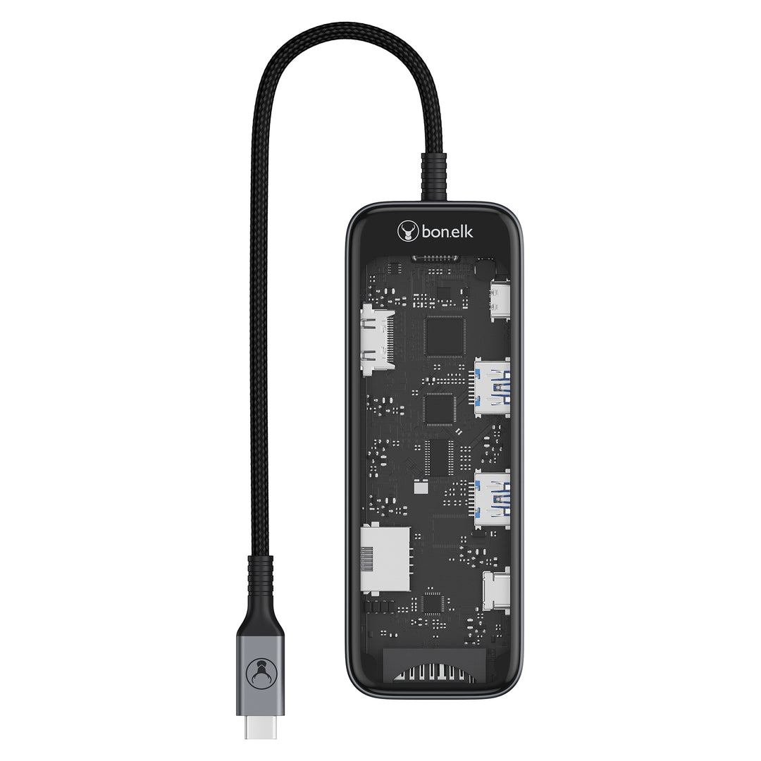 Bonelk Vision Long-Life USB-C to 6in1 Multiport Hub -  Clear