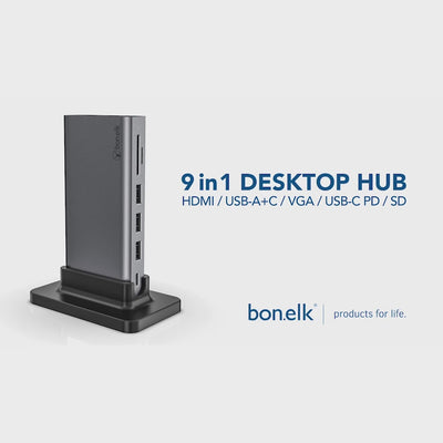Bonelk Long-Life USB-C to 9in1 Multiport Desktop Hub - Space Grey