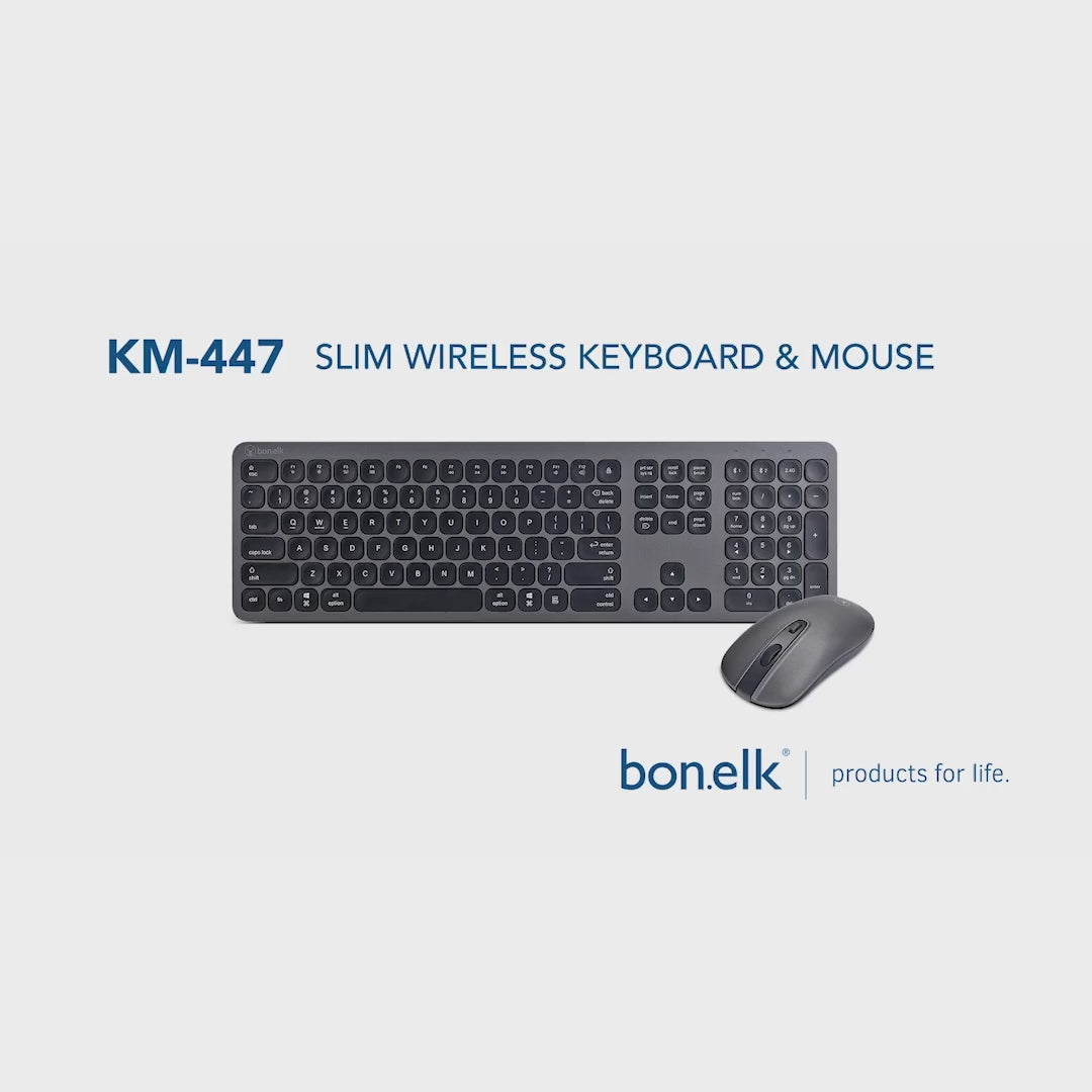 Bonelk Slim Bluetooth/Wireless Keyboard and Mouse Combo, KM-447 - Space Grey