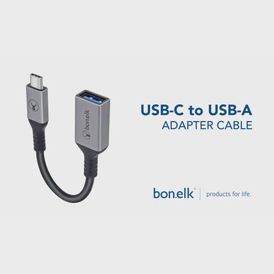 Bonelk Long-Life USB-C to USB-A Adapter (15cm)  - Space Grey