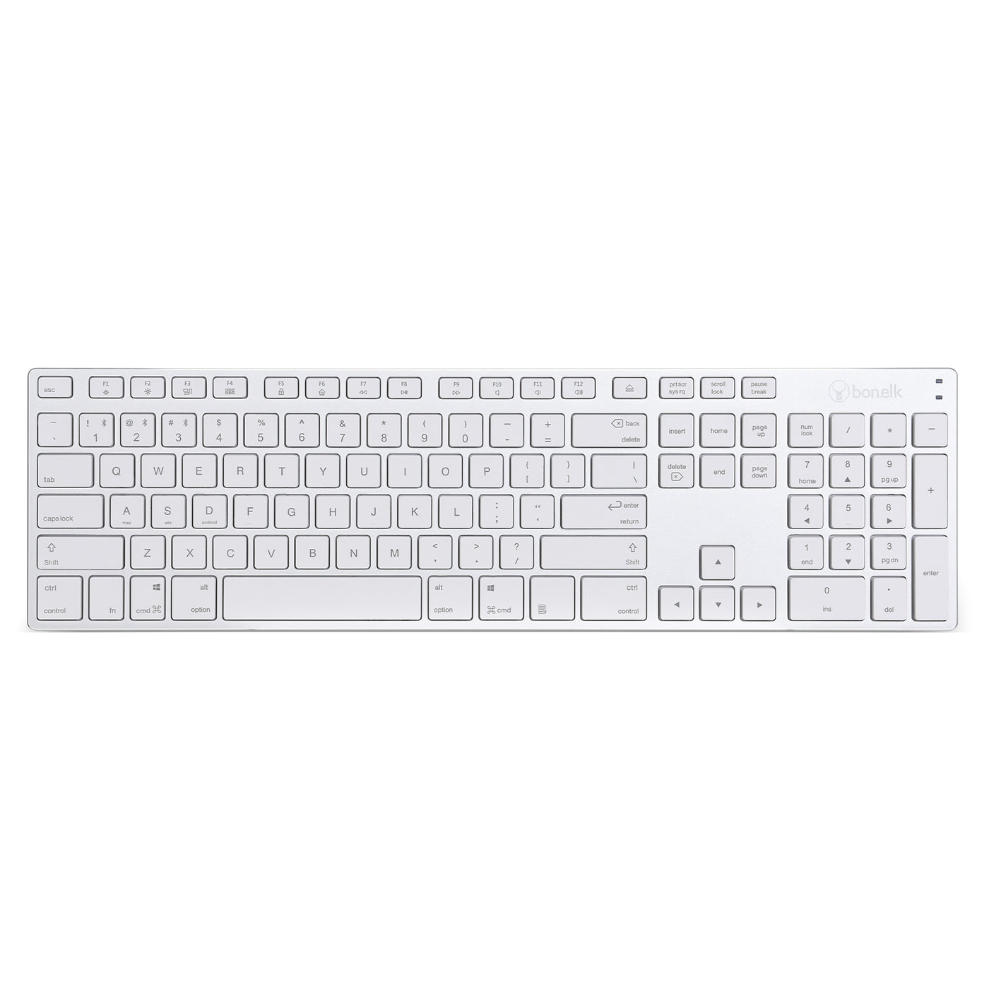 Bonelk Aluminium Bluetooth Keyboard and Mouse Combo, Full Size, KM-517A - Silver
