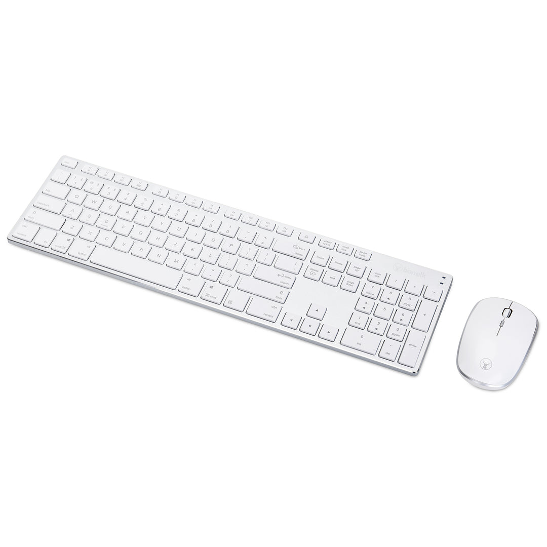 Bonelk Aluminium Bluetooth Keyboard and Mouse Combo, Full Size, KM-517A - Silver