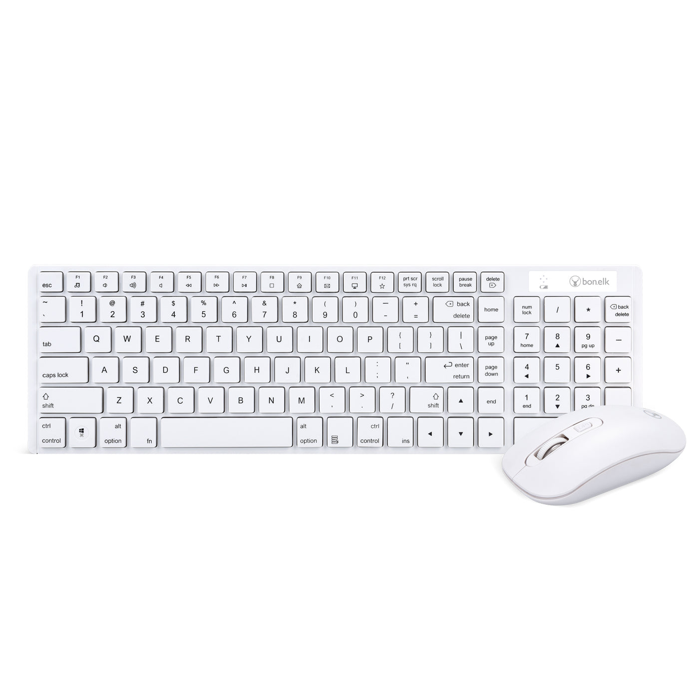 Bonelk Slim Wireless Keyboard and Mouse Combo, KM-322 - White
