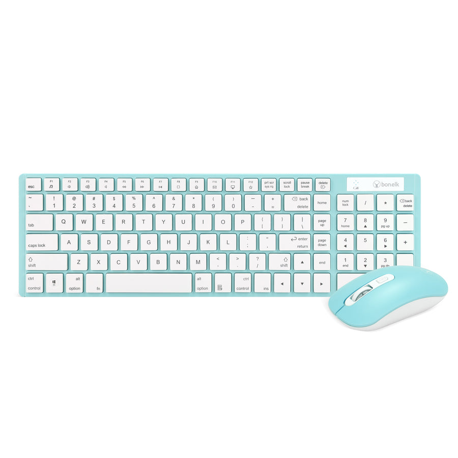 Bonelk Slim Wireless Keyboard and Mouse Combo, KM322 Teal Bonelk