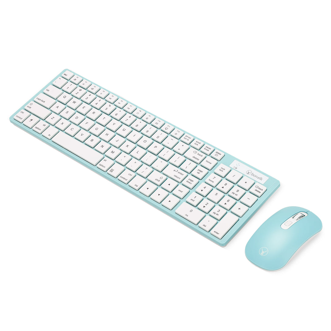 Bonelk Slim Wireless Keyboard and Mouse Combo, KM-322 - Teal