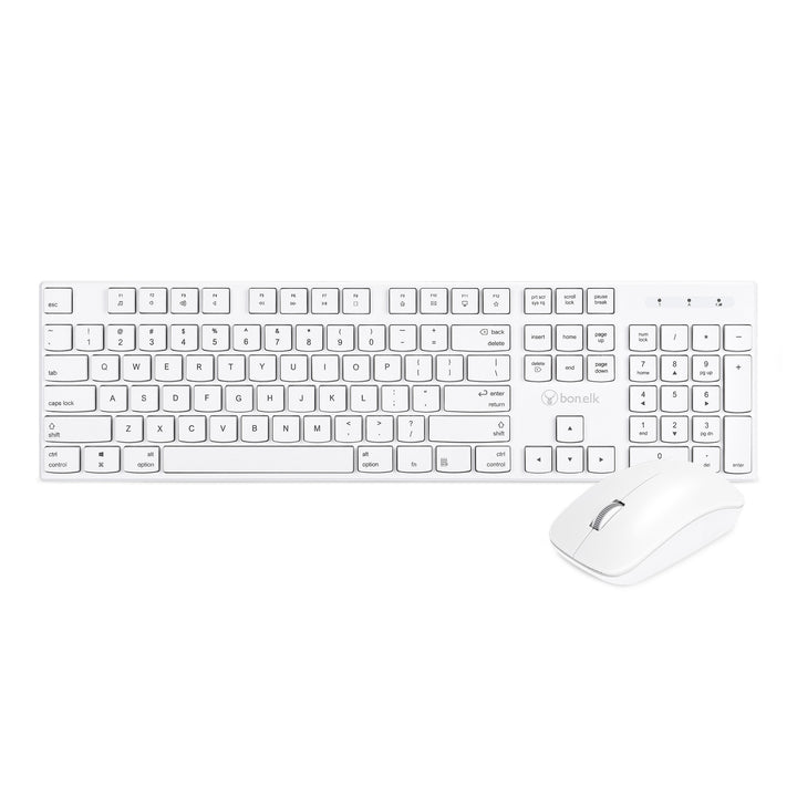 Bonelk Slim Wireless Keyboard and Mouse Combo, KM-314 - White