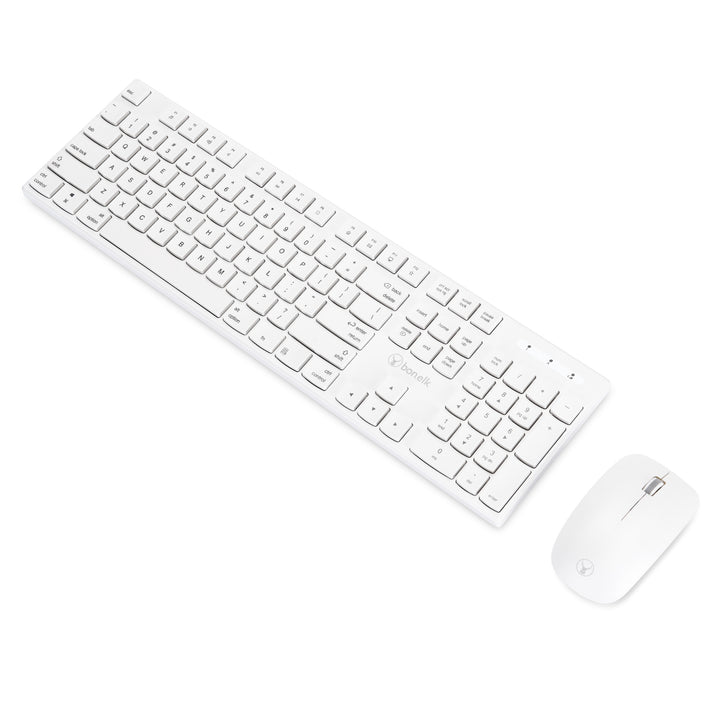 Bonelk Slim Wireless Keyboard and Mouse Combo, KM-314 - White