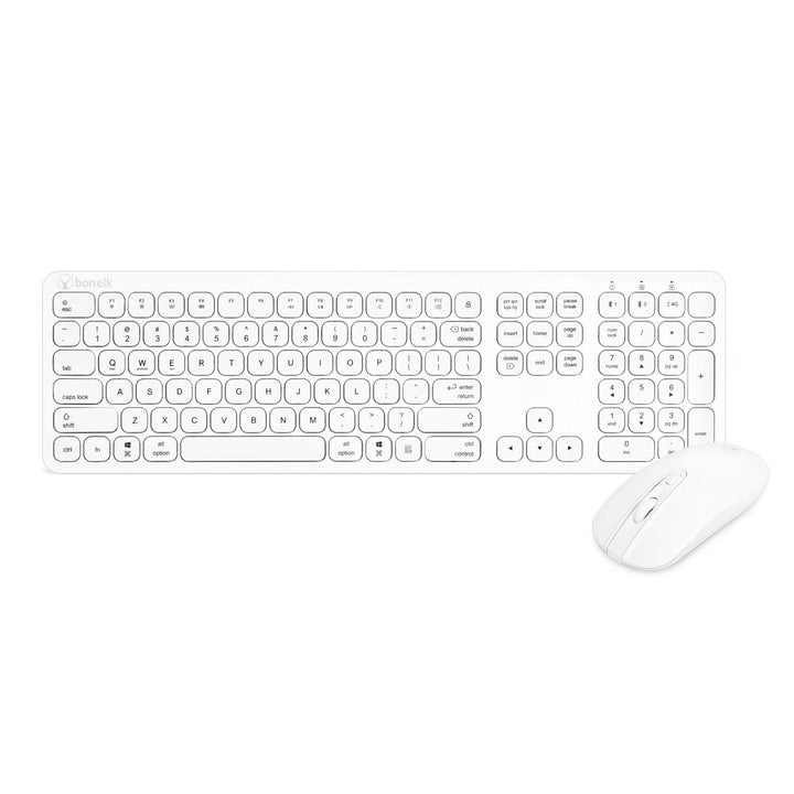 Bonelk Slim Bluetooth/Wireless Keyboard and Mouse Combo, KM-447 - White