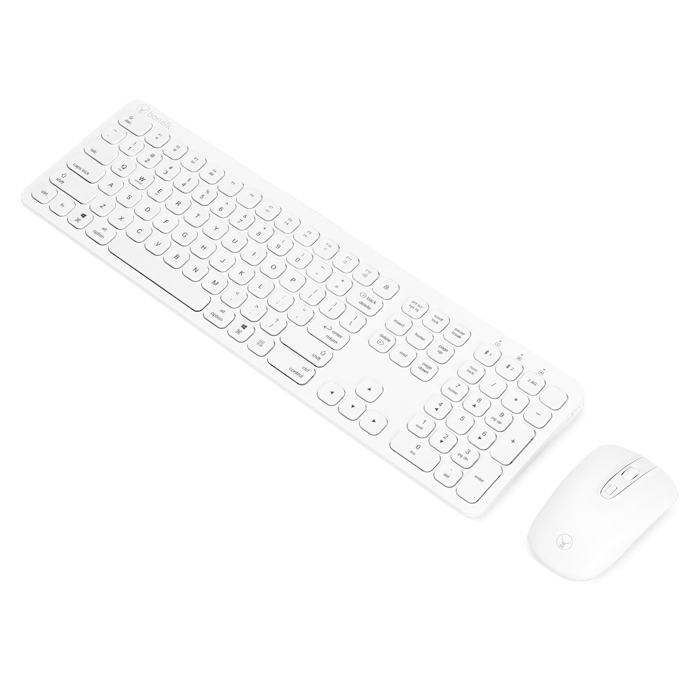 Bonelk Slim Bluetooth/Wireless Keyboard and Mouse Combo, KM-447 - White