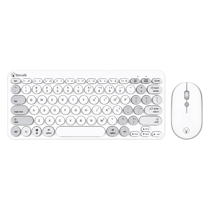 Bonelk Wireless Keyboard and Mouse Combo, Compact, KM-383 - White