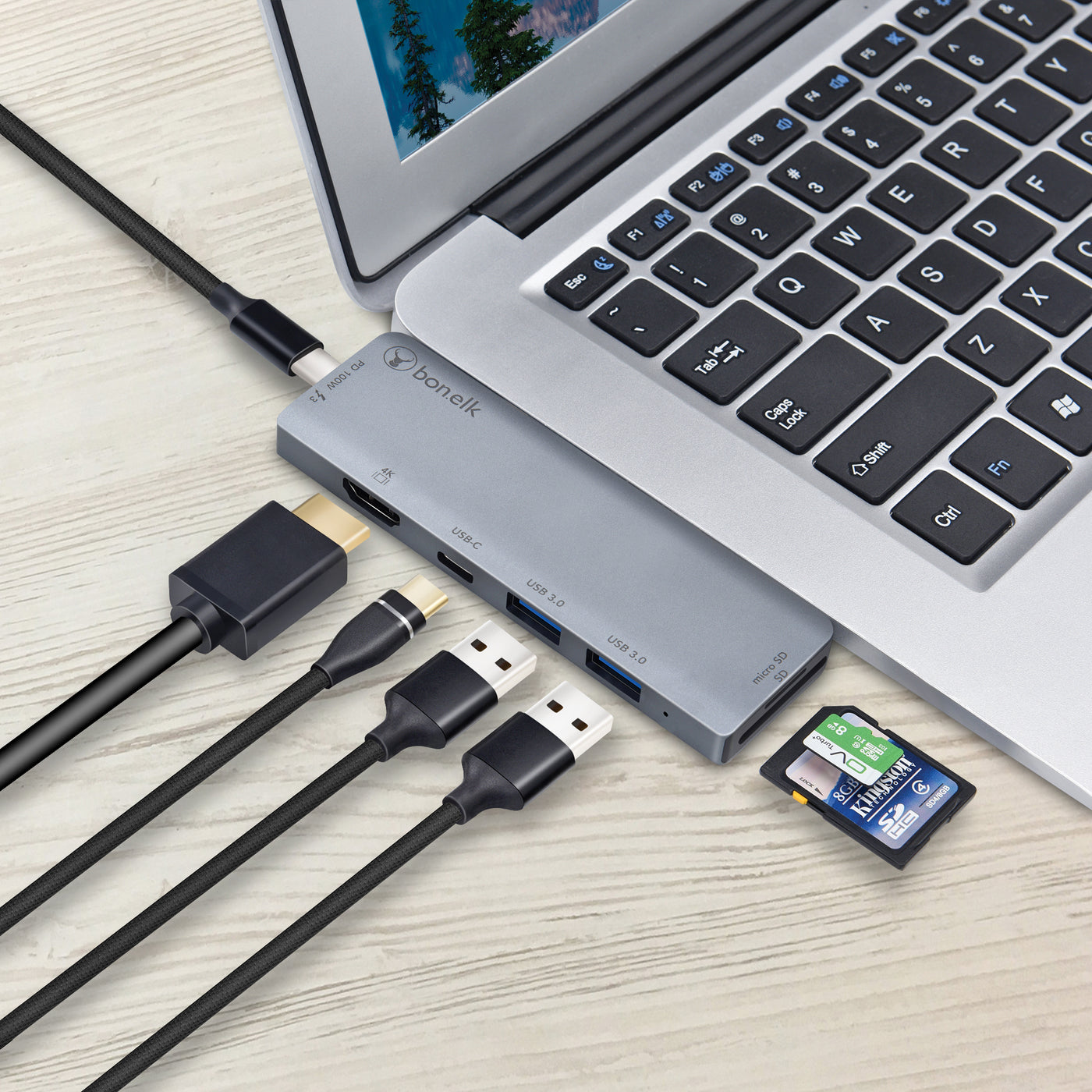 Bonelk 7in2 USB-C Multiport Hub - Space Grey