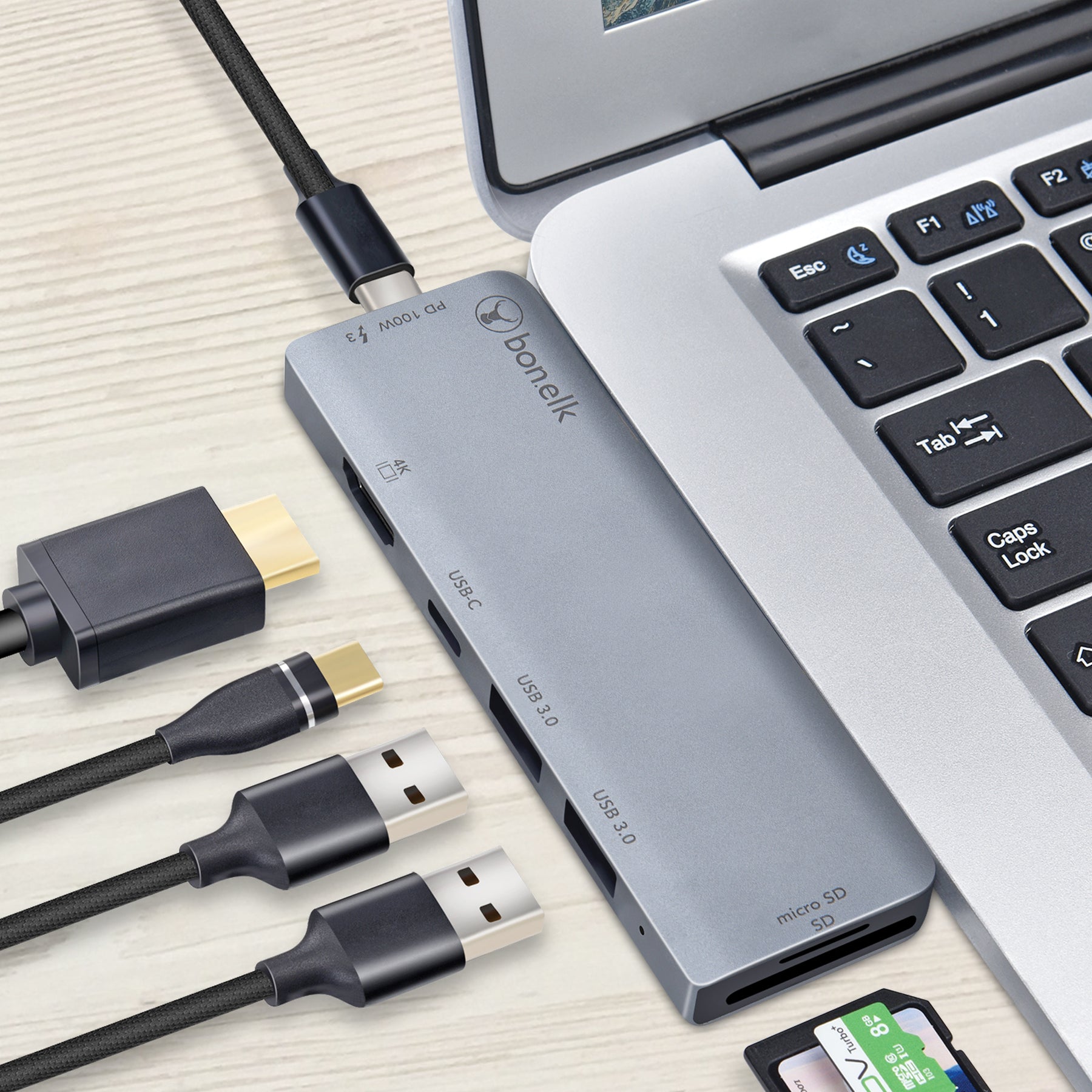 Hub USB-C, Connect2Mobile, multiport, LAN / Ethernet, 7 ports