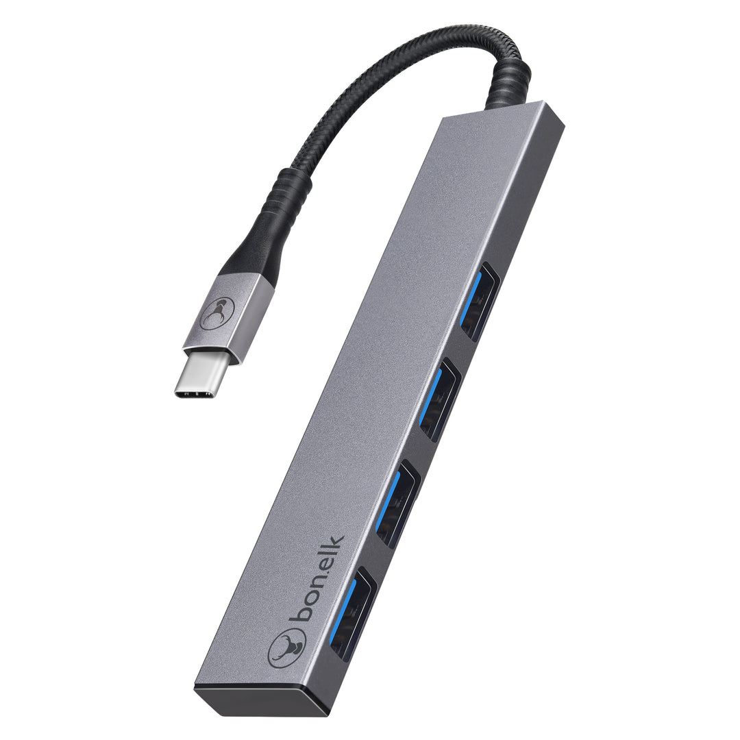 Bonelk Long-Life USB-C to 4 Port USB 3.0 Slim Hub - Space Grey