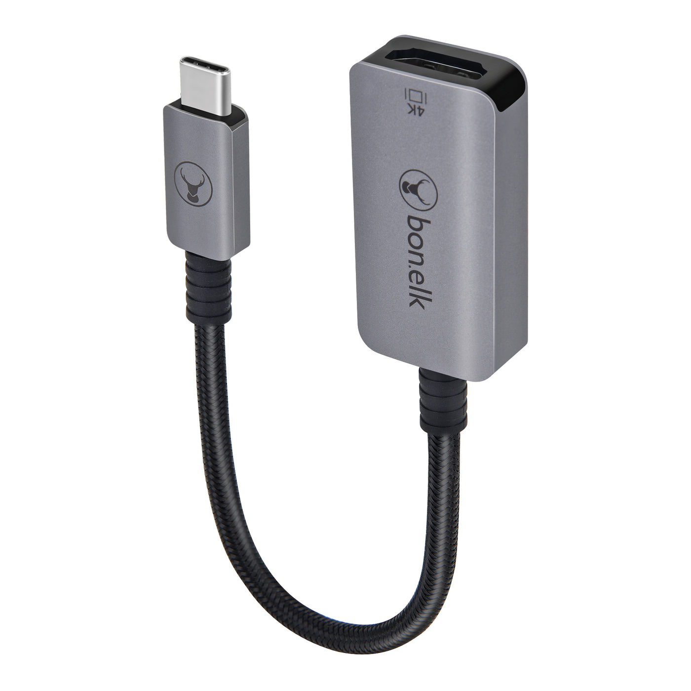 Bonelk Long-Life USB-C to 4K HDMI Adapter (15cm) - Space Grey