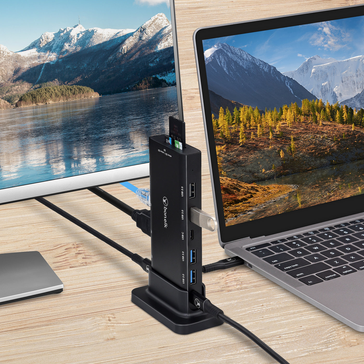 Bonelk Long-Life USB-C to 14in1 Multiport Desktop Hub - Black