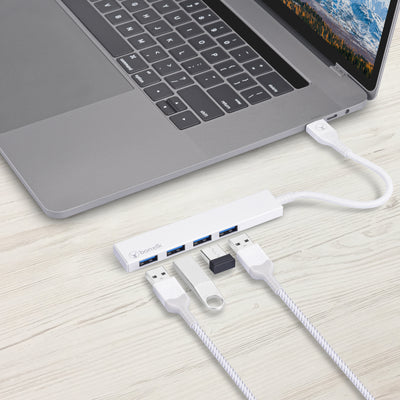 Bonelk Long-Life USB-A to 4 Port USB 3.0 Slim Hub - White