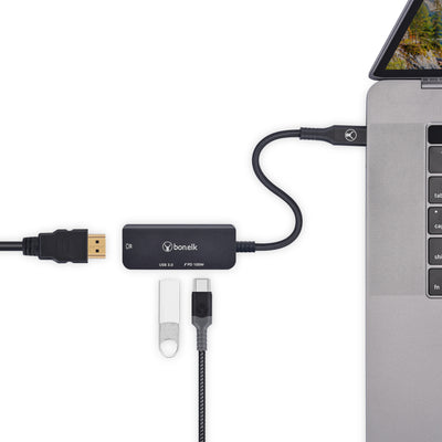 Bonelk Long-Life 3in1 Multiport Hub  - Black