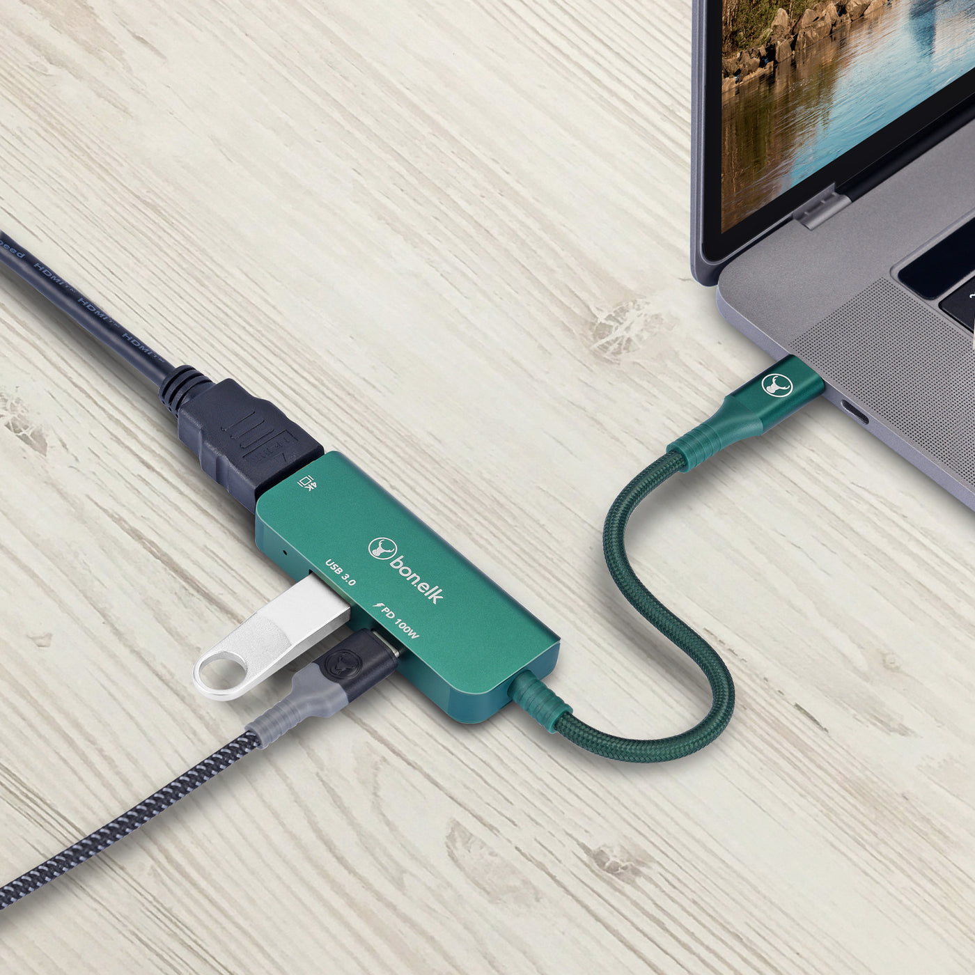 Bonelk Long-Life 3in1 Multiport Hub  - Green