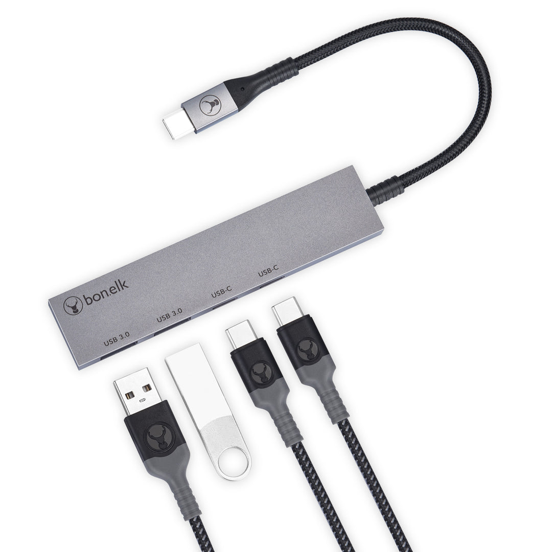 Bonelk Long-Life USB-C to USB-C/USB-A 4 Port Hub - Space Grey