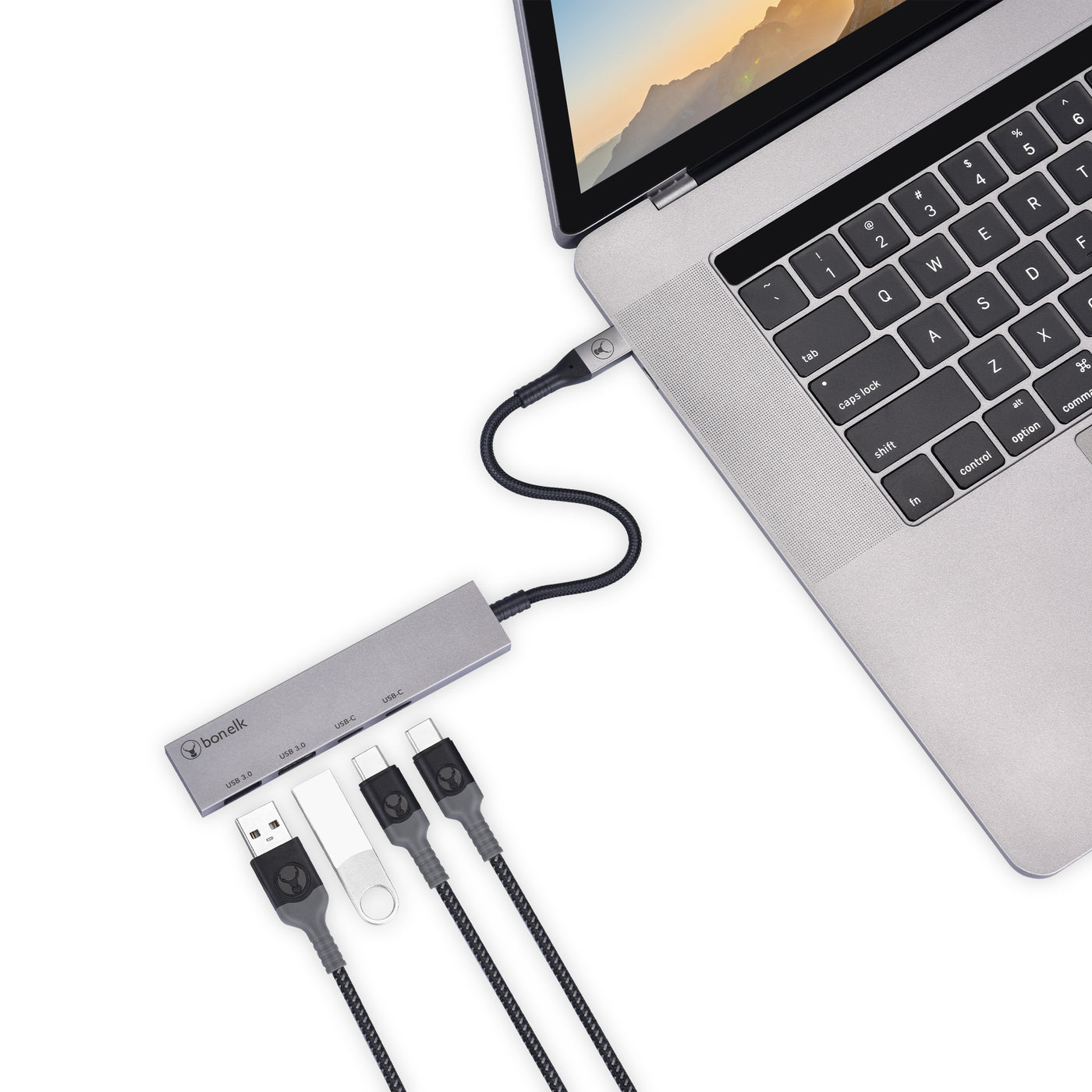 Bonelk Long-Life USB-C to USB-C/USB-A 4 Port Hub - Space Grey