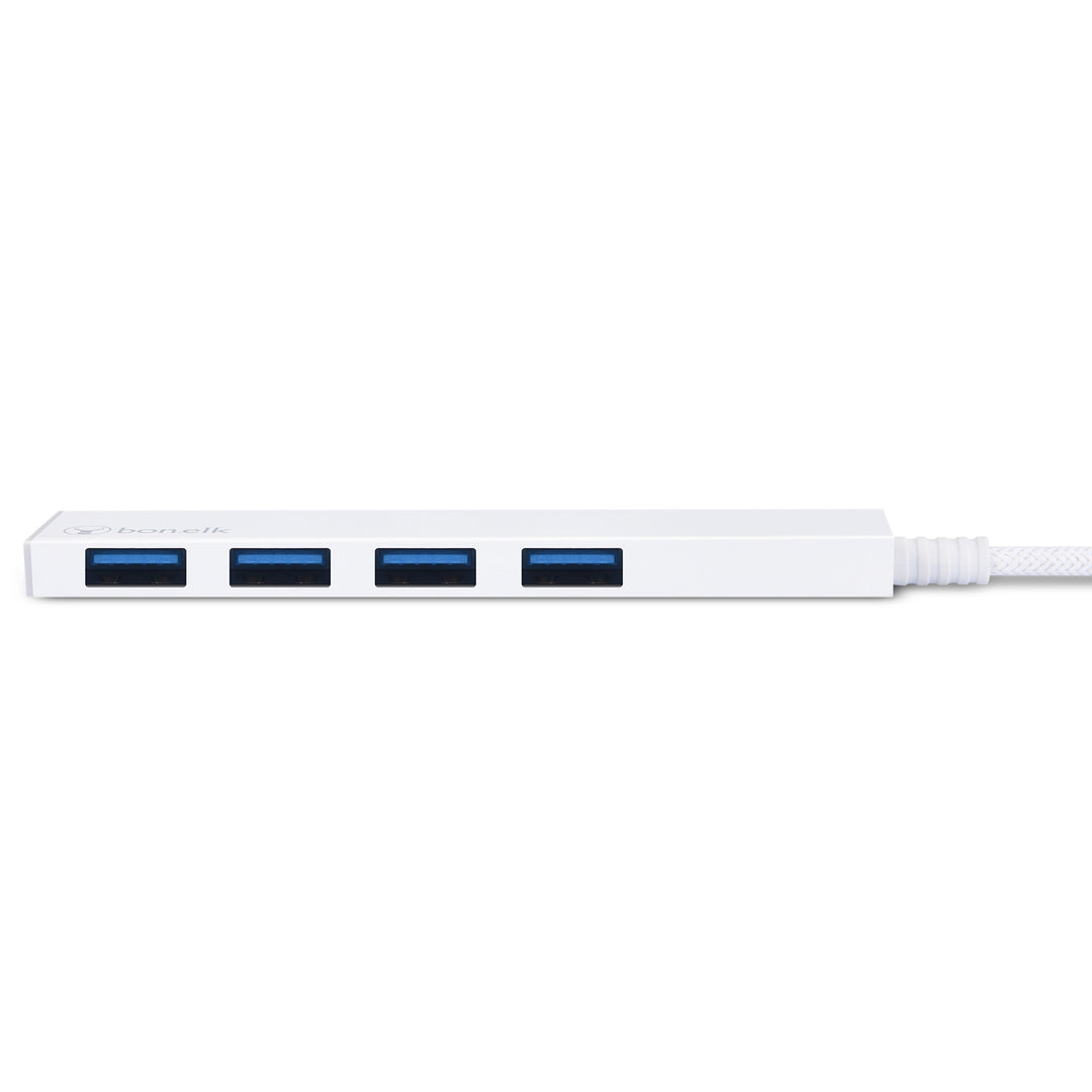 Bonelk Long-Life USB-C to 4 Port USB 3.0 Slim Hub - White