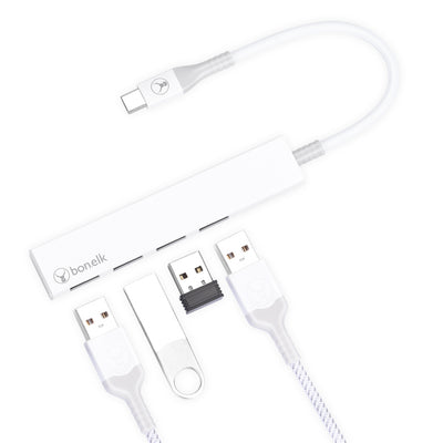 Bonelk Long-Life USB-C to 4x USB 3.0 - White
