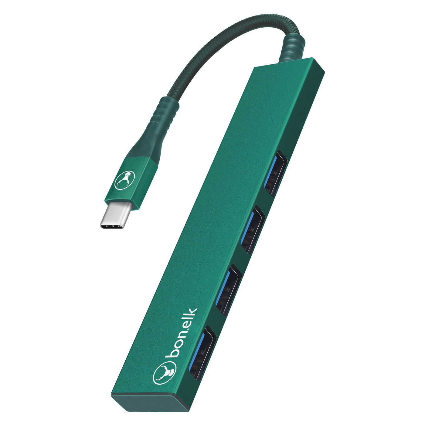 Bonelk Long-Life USB-C to 4 Port USB 3.0 Slim Hub - Green