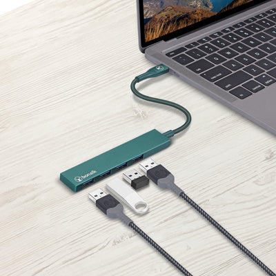 Bonelk Long-Life USB-C to 4 Port USB 3.0 Slim Hub - Green