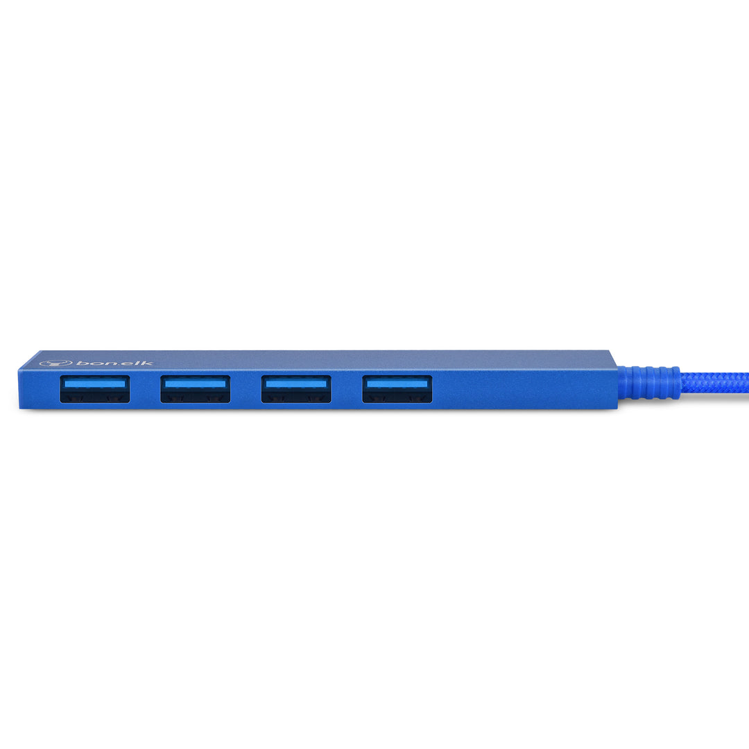 Bonelk Long-Life USB-C to 4 Port USB 3.0 Slim Hub - Blue